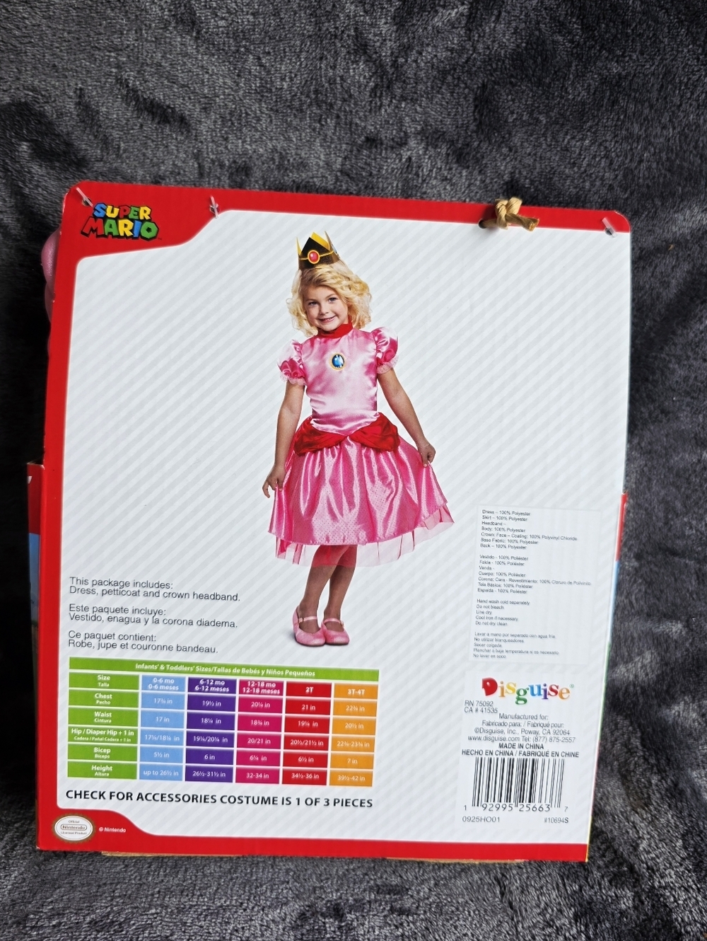 New Princess Peach Costume Dress Nintendo Super Mario Bros Dress Up Girls Outfit - Picture 8 of 9